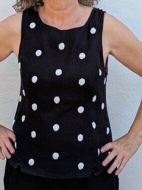 Odille sleevless tank style top linen beaded